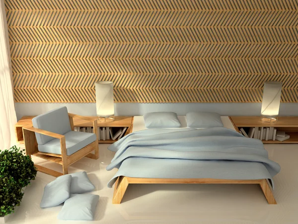 Yatak Odası, 3d rendering — Stok fotoğraf