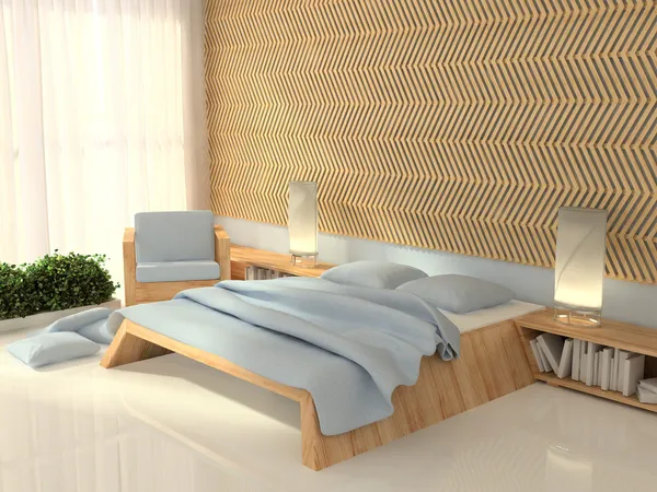 Bedroom, 3d rendering — Zdjęcie stockowe