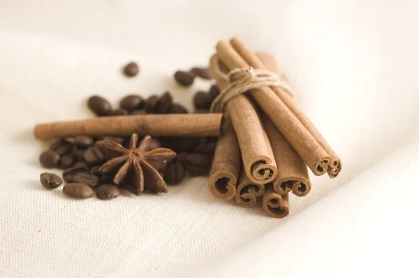 Granos de café y especias —  Fotos de Stock
