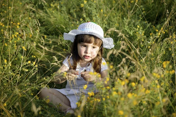 Little girl holding flowers — Stock Photo, Image