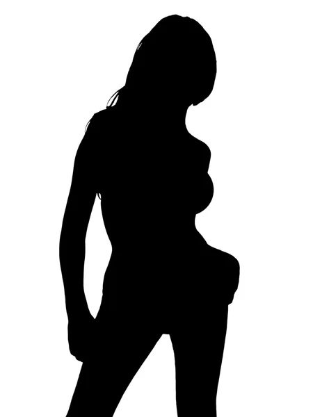 Sexy silhouet van jong meisje Rechtenvrije Stockafbeeldingen