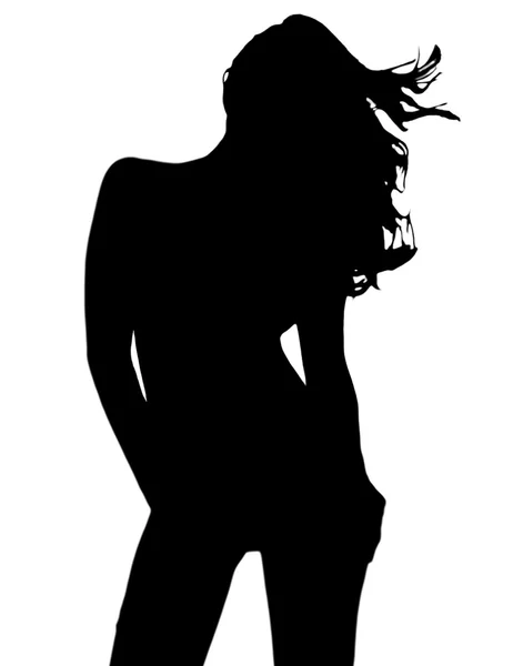 Sexy silhouet van jong meisje Stockfoto