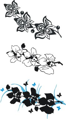 Black orchid set clipart