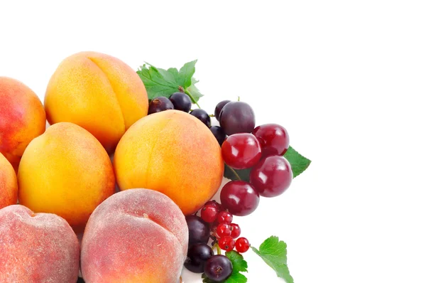 Frutas y bayas sobre un fondo blanco — Foto de Stock