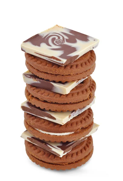 Çikolatalı kurabiye ve sütlü çikolata — Stok fotoğraf