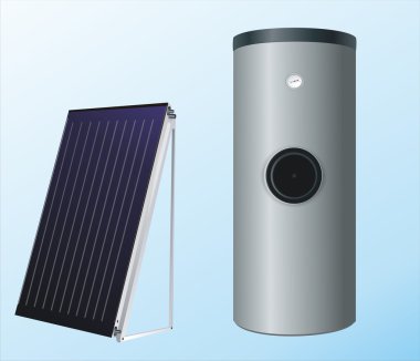 Solar panels to the boiler for heating water clipart