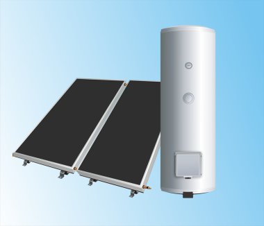 Solar panels to the boiler for heating water clipart