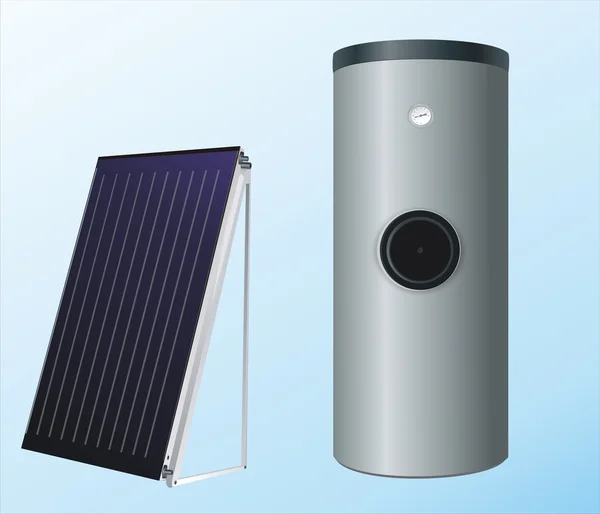 Painéis solares para a caldeira para aquecimento de água —  Vetores de Stock