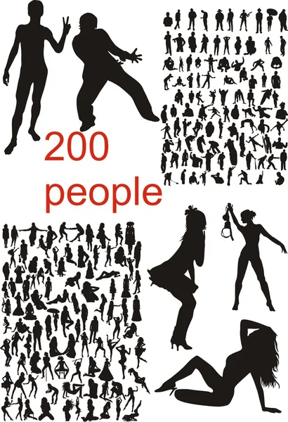 Hundreds of silhouettes — Stock Vector