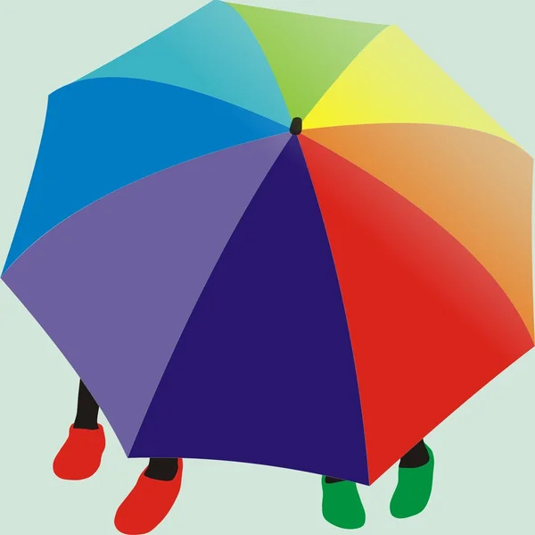 Two girls under umbrella — Stock Vector