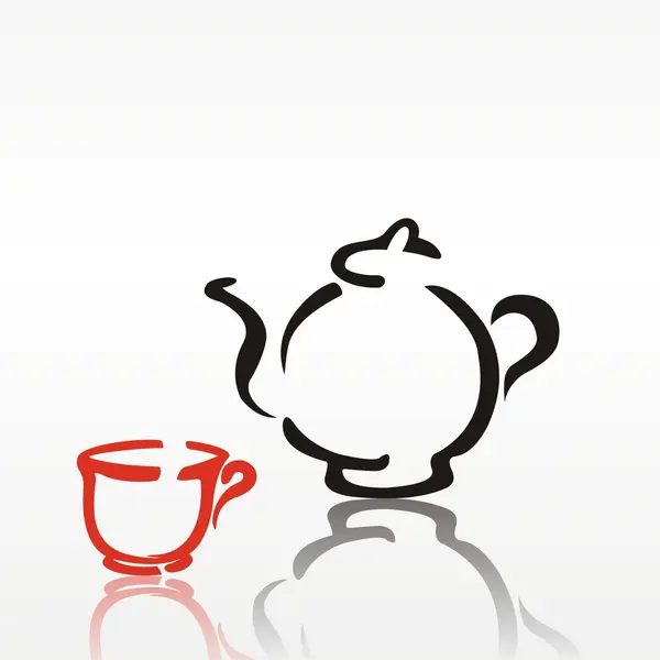 Teekanne und Tasse — Stockvektor