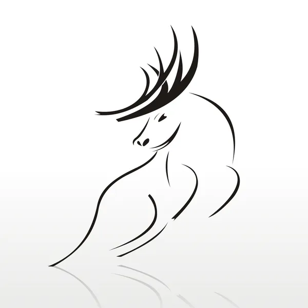 Silhouette of Deer — Stock Vector