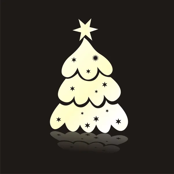 Christmas gold tree on black background — Stock Vector