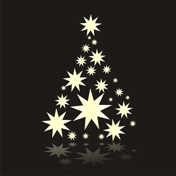 黑色背景上的圣诞黄金树 — 图库矢量图片