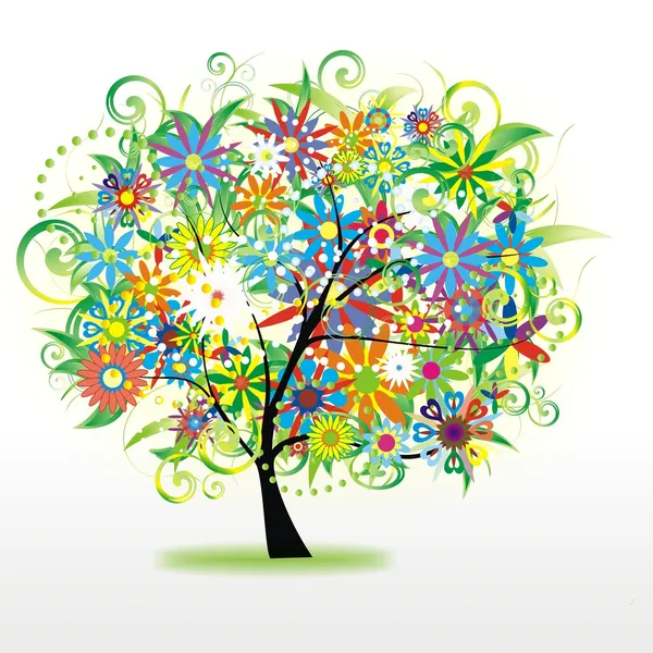 Vector abstracto colorido árbol — Vector de stock