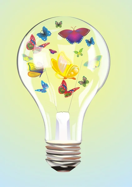 電球のベクトル蝶 — ストックベクタ