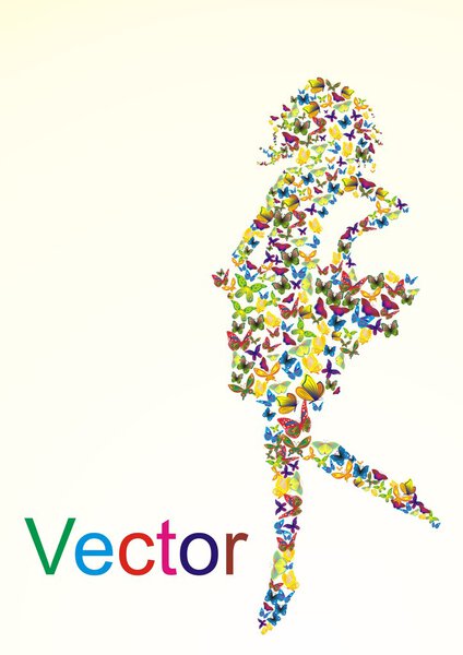 Силуэт женщины из бабочек
