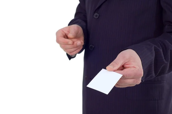 Businessman with visiting card — Stock Photo, Image