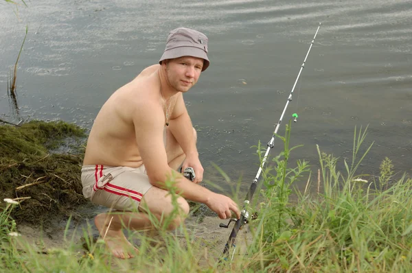 Rybaření v dešti — Stock fotografie