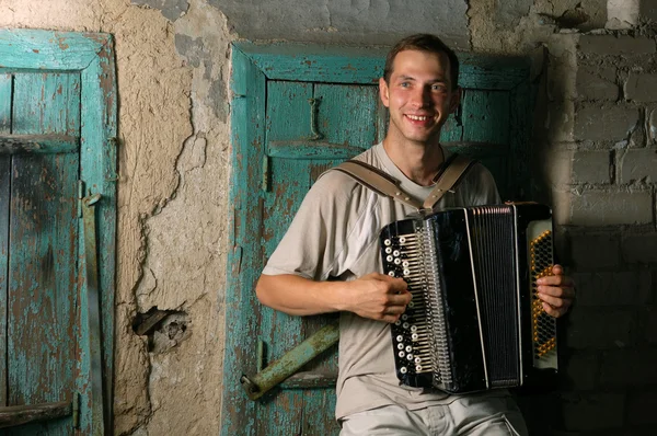 stock image Happy button accordion player