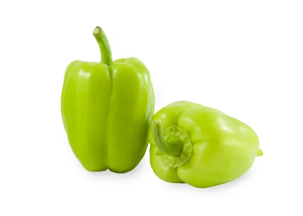 Green bell Peppers isolated on white — Stock Photo, Image