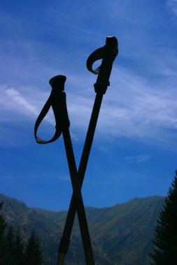 Hiking Stick with blue sky clipart