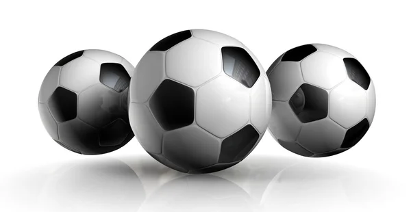 三个足球球 — 图库照片