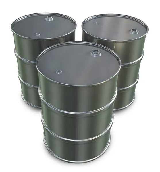 Três tambores de óleo Fotografia De Stock