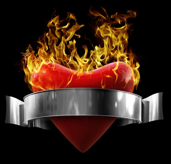 Brinnande hjärta — Stockfoto