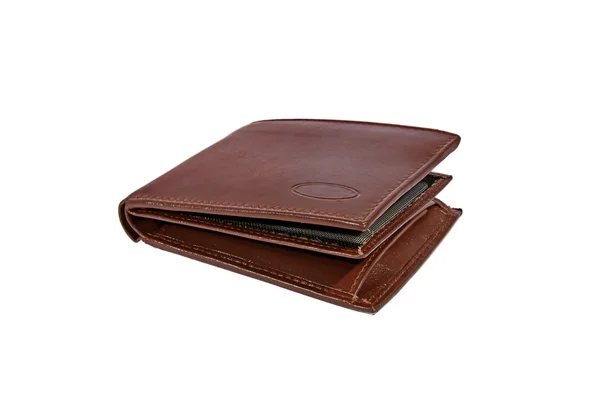 stock image Brown leather wallet (isolated)