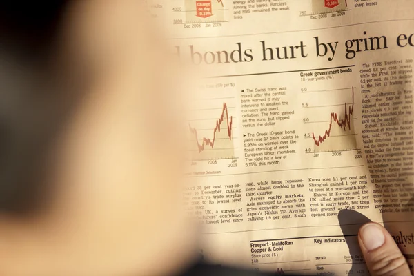 Close-up of a financial newspaper — Stock Photo, Image