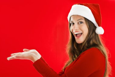 Excited Santa Girl showing clipart