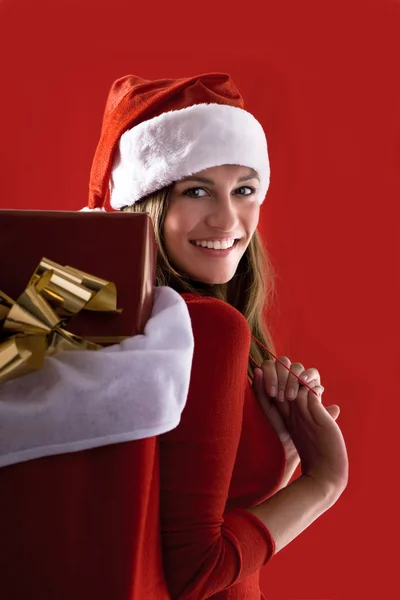 Cheerful Santa Girl — Stock Photo, Image