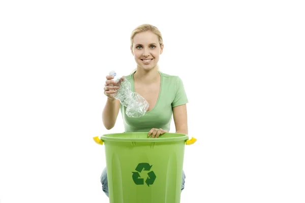 Young woman recycling — Stock Photo, Image