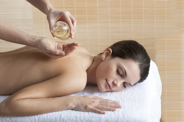 Back Massage with Oil — Stock Photo, Image