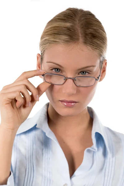 Attraktiv ung affärskvinna eller student med glasögon — Stockfoto