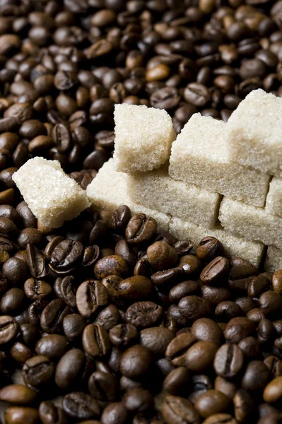 stock image Coffee beans and sugar
