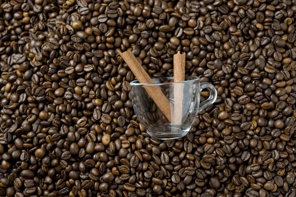 Grains de café et cannelle — Photo