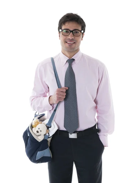 Человек с сумкой для подгузников — стоковое фото