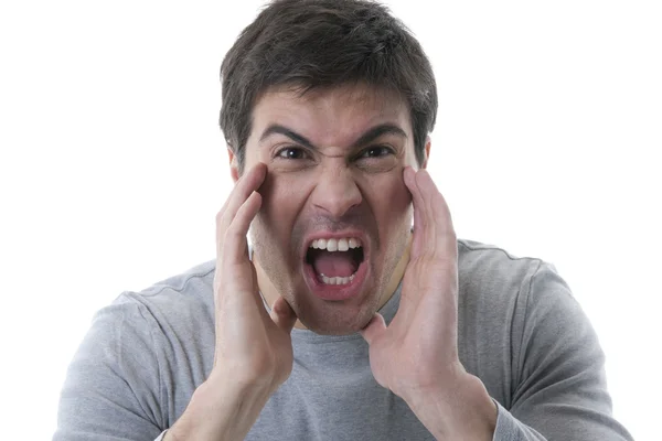 Homem gritando ou chamando — Fotografia de Stock