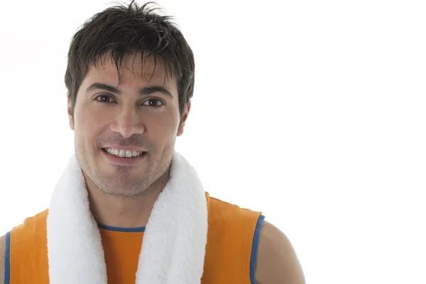 Sportsman holding towel — Stock Photo, Image