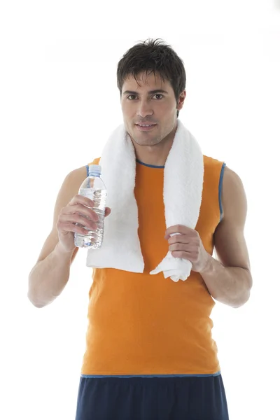 Sportler mit Wasserflasche — Stockfoto