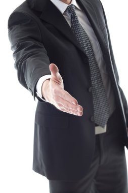 Businessman offering for handshake clipart