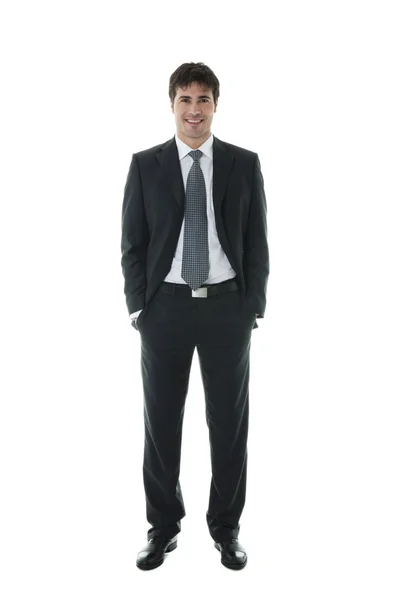 Uomo d'affari sorridente con le mani in tasca — Foto Stock