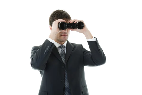 사업가 쌍안경을 통해 찾고 — 스톡 사진