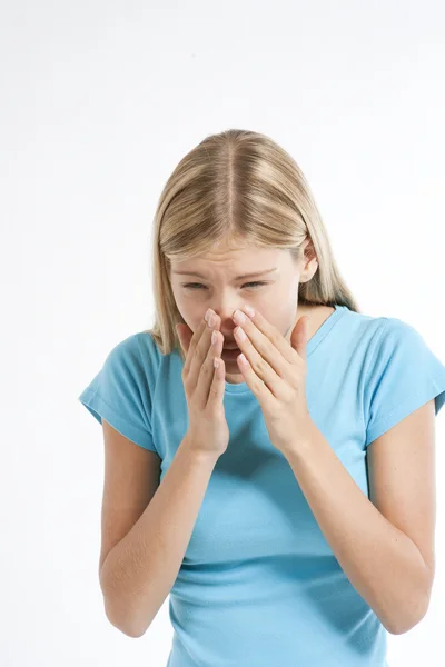 Coughing or sneezing — Stock Photo, Image