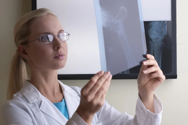 Dokter die röntgenfoto 's onderzoekt — Stockfoto
