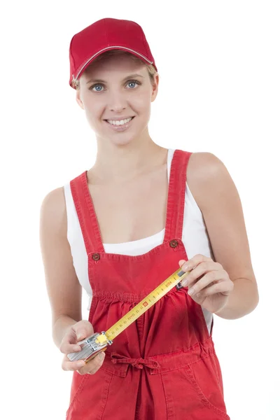 Kvinnliga handworker med måttband — Stockfoto