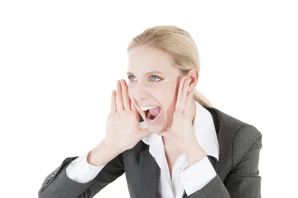 Businesswoman screaming — Stock Photo, Image