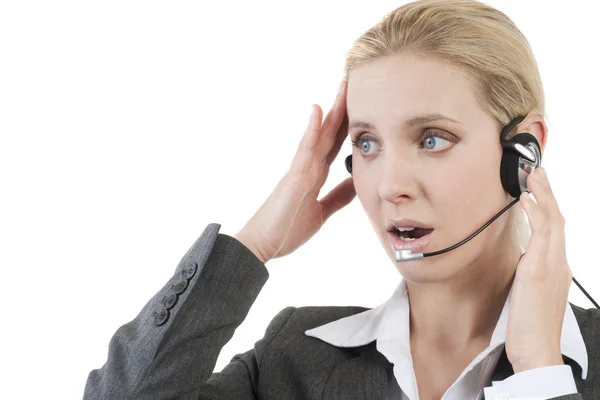 Worried customer service representative — Stock Photo, Image